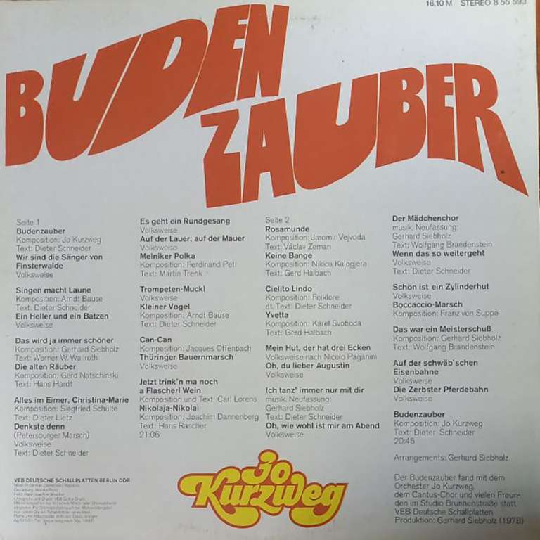 Пластинка виниловая &quot;Badenzauber. Buden Zauber&quot; Amiga 300 мм. (сост. на фото)